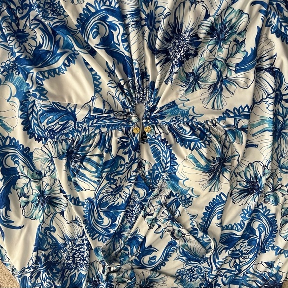 Boston Proper Blue and White Floral Criss Cross Maxi Dress Small - Picture 6 of 6